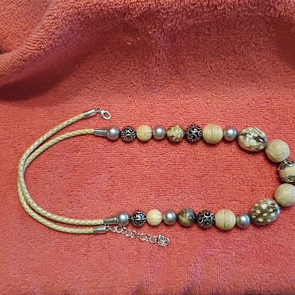 Brighton (drop 15 inch)necklace on braided tan cord - Picture 2 of 2